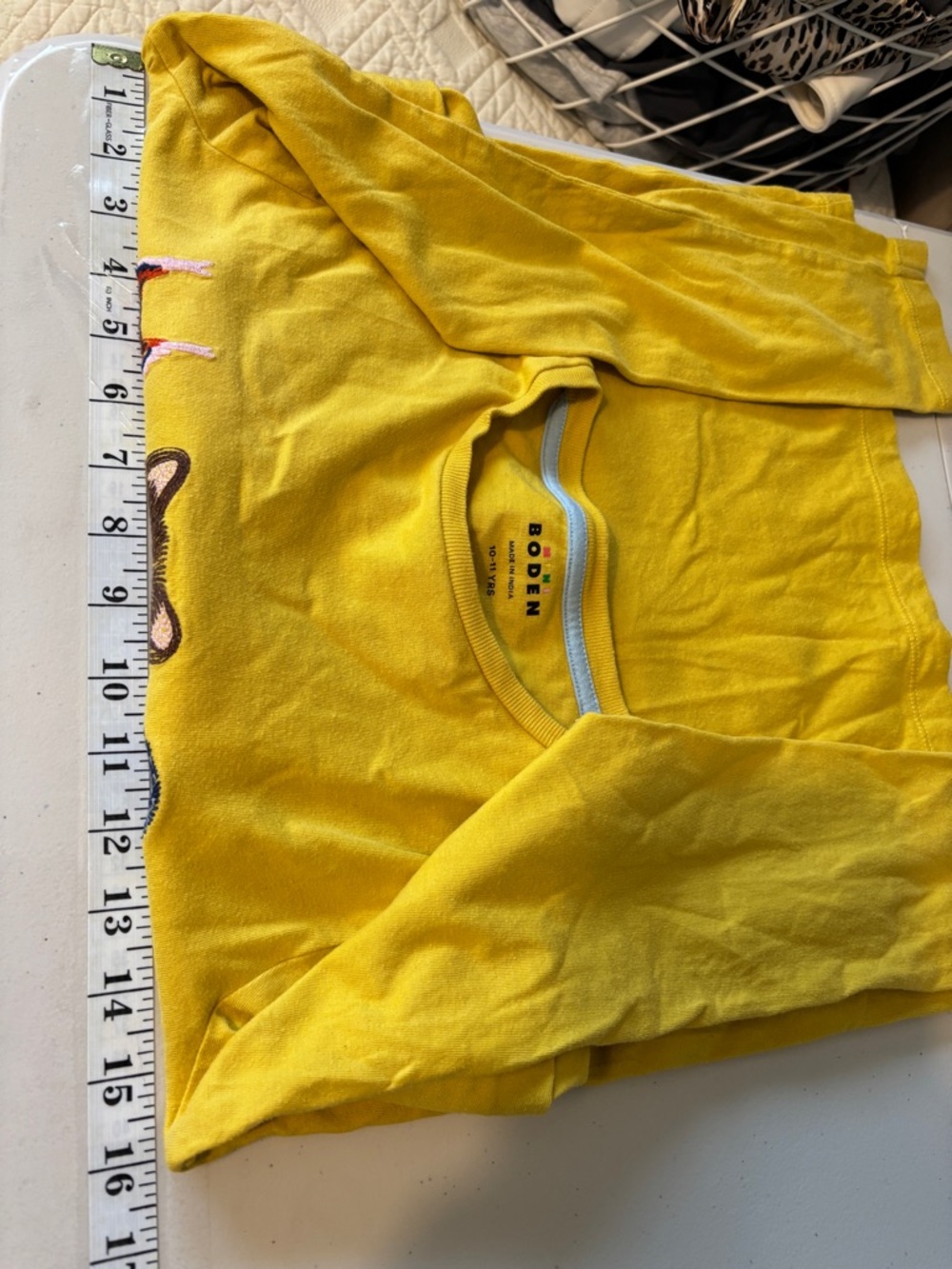 Mini Boden Kids Yellow Tee Size 10 Embroidered Woodland Forest Cottagecore Kid - Picture 12 of 13